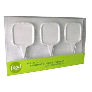 Ceramic Cheese Markers Labels Signs Erasable Pen White Herbs Pie Food Network 3